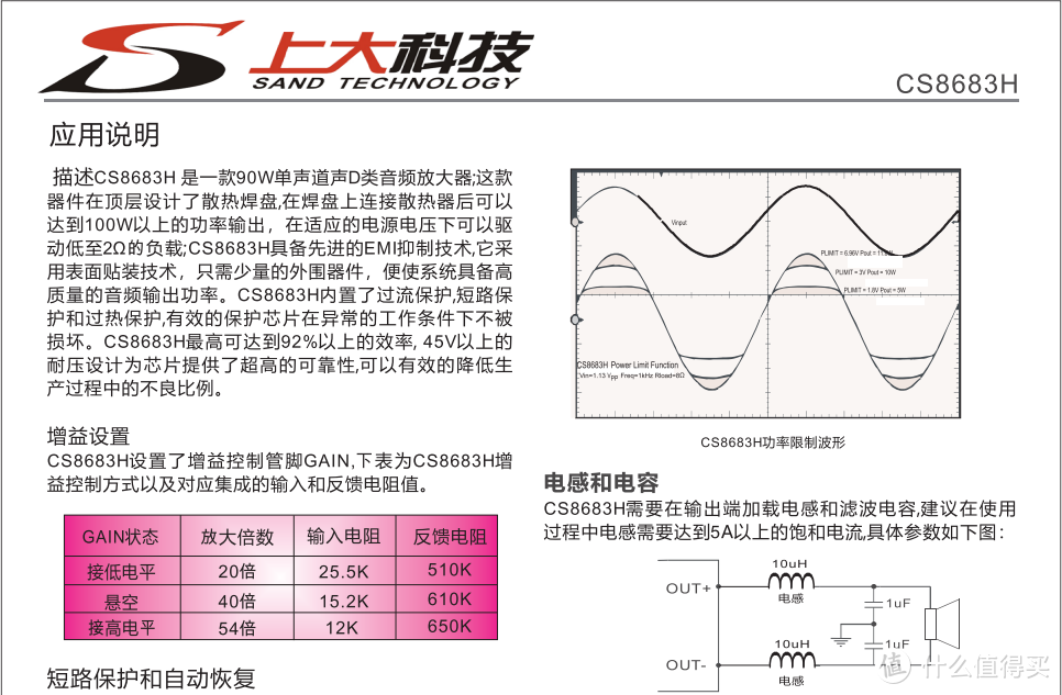 CS8683H低空载电流，AM抑制功能，90W/120W单声道D类音频功放芯片