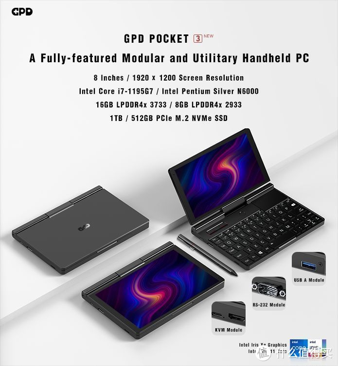 GPD Pocket 3 袖珍本上架预售，丰富且灵活的扩展，支持旋屏