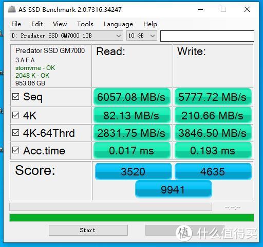 AS SSD Benchmark 10GB跑分截图