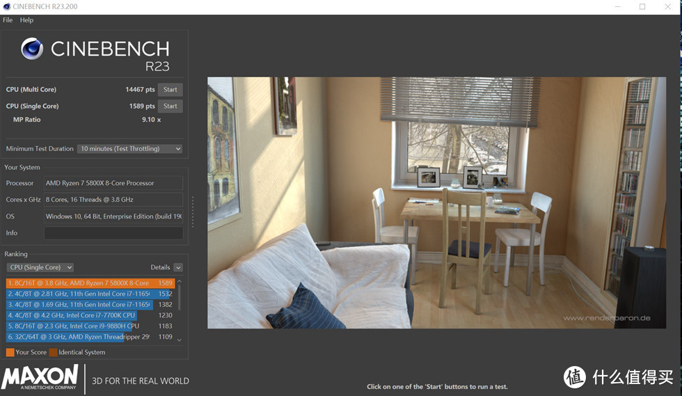 CineBench R23 单核 1589  多核 14467