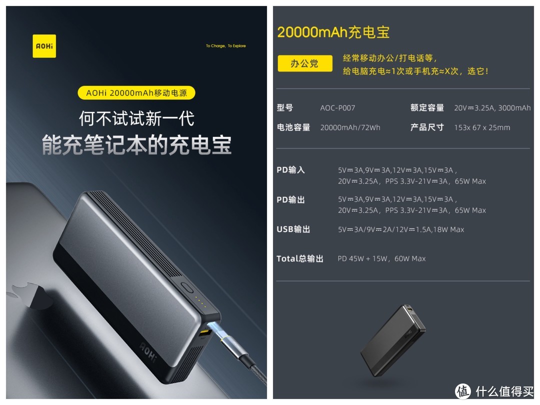 Aohi 100W 移动电源：单口 100W + 30000mAh，这才是理想的移动充电站