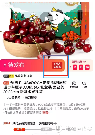 京东plus们，来抢你们的智利大樱桃丫！