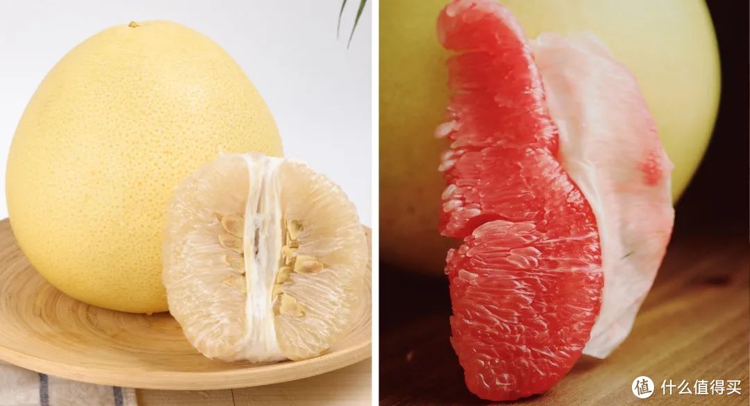 红肉柚与白肉柚的区别还是非常明显的。©图虫创意