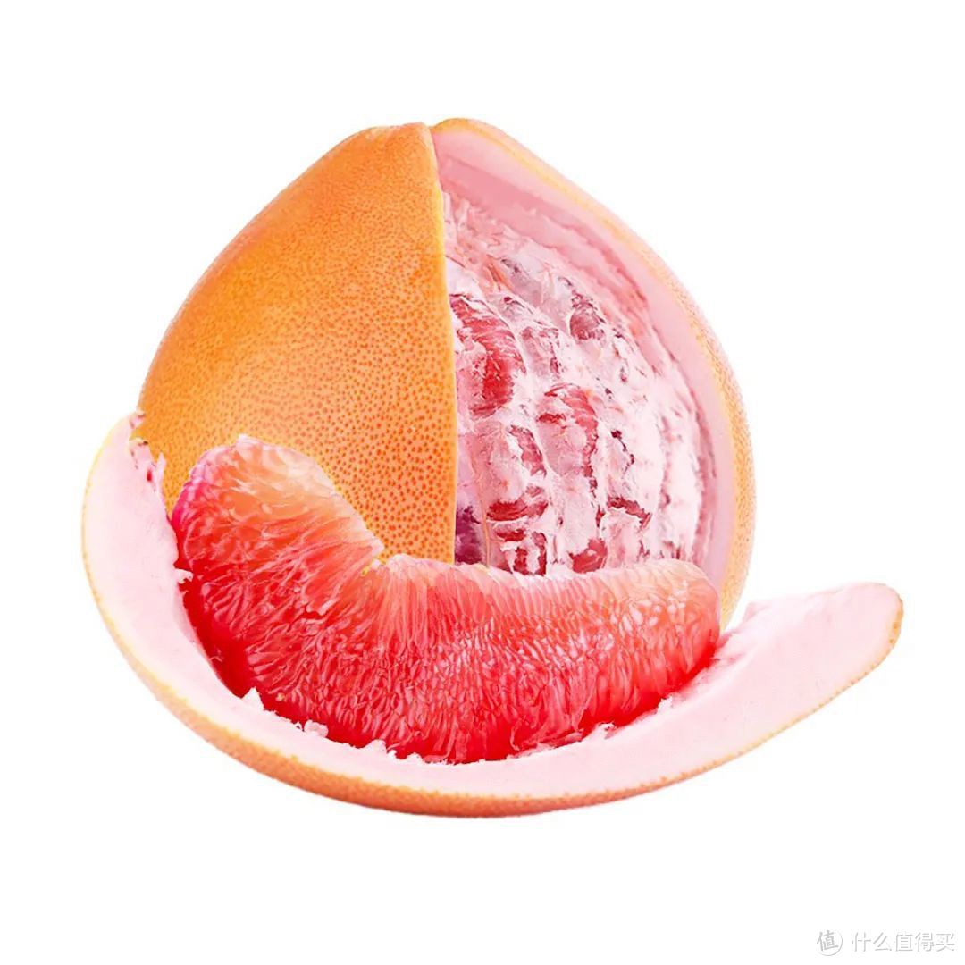 三红蜜柚拥有胭脂红色的果肉、肉粉色的海绵层，连外皮也透出点点粉红。©网络
