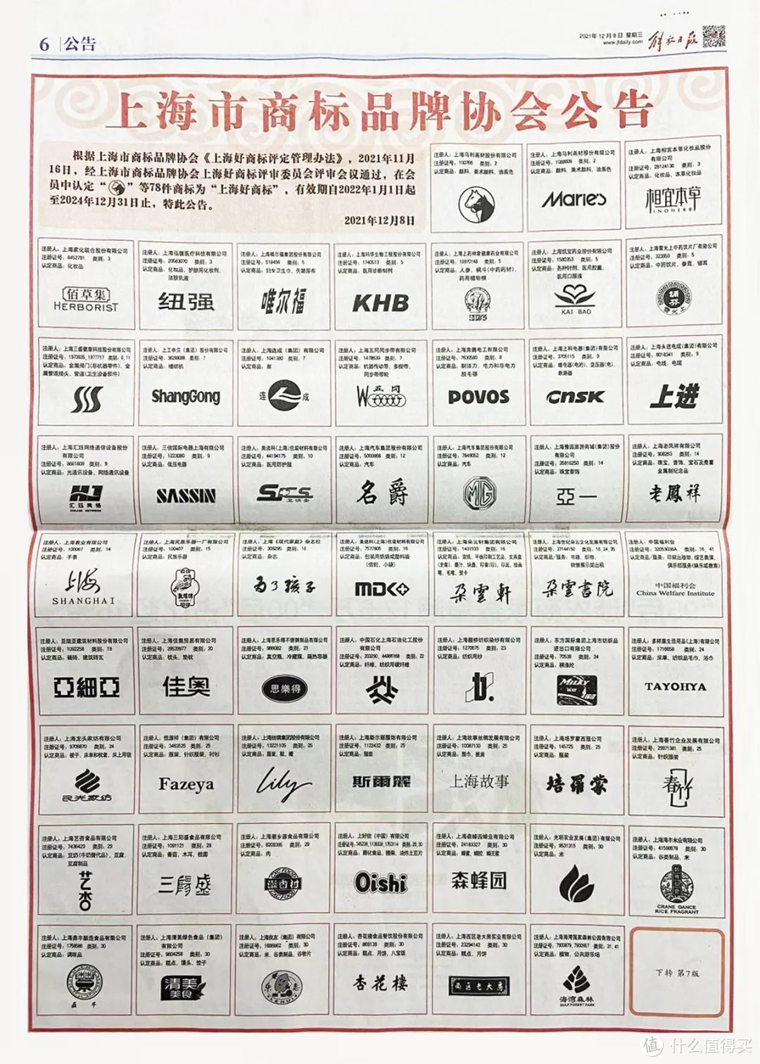 上海市商标品牌协会公告（解放日报）