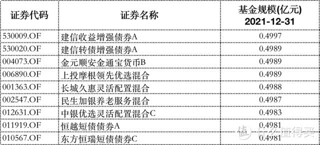 迷你基金部分截图（截止2021.12.31）