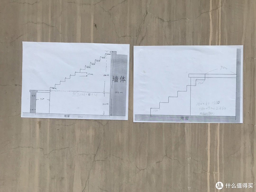 楼梯怎么走舒服？角度尽量往30°靠，每个台阶高度不要台高，允许的情况下踏步尽量宽一点，楼梯宽度能宽就宽。自己在CAD（自学的）上画出来，测算出踏步宽度260cm，高度17cm，楼梯宽度80cm，舒舒服服。