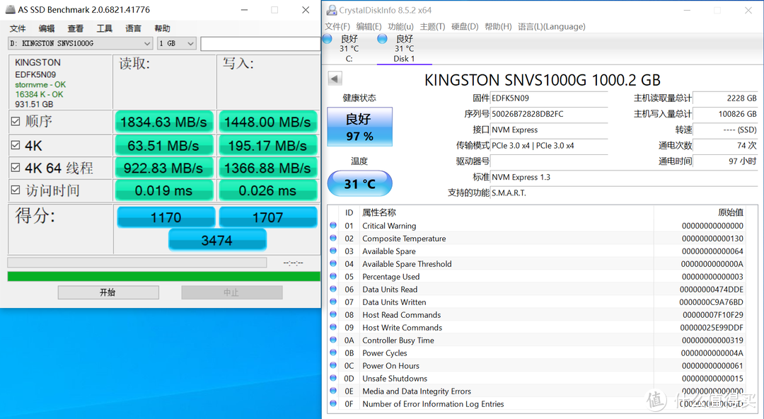 从120T写入到150T，QLC的NV1健康度只下降了1%？？？