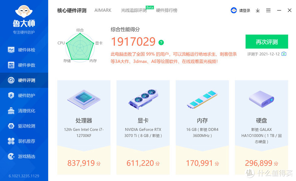 鲁大师整机测试191万分