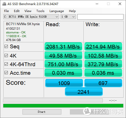 HP 战X锐龙版笔记本电脑，测一下海力士BC711 512GB SSD看看读写速度到底怎么样？