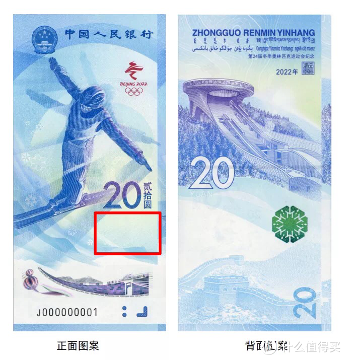 第24届冬季奥林匹克运动会纪念钞——雪上运动项目纪念钞票面正面面额数字下方