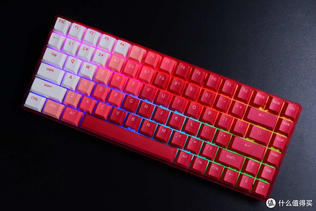 达尔优A84烈焰红机械键盘，堆料型84key小尺寸配列