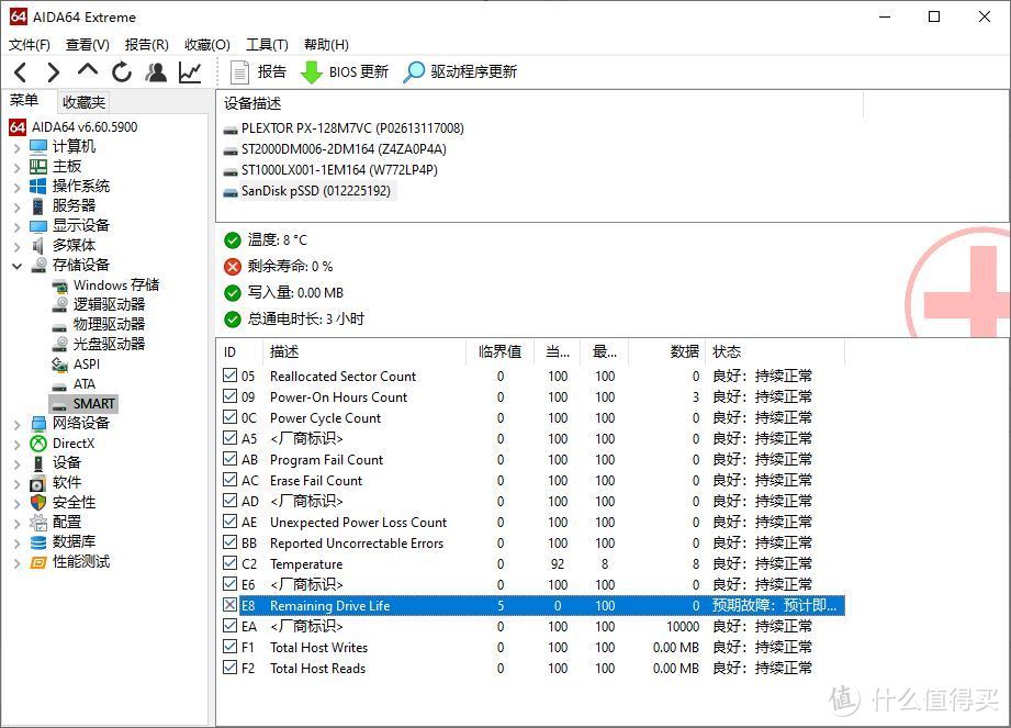 查看健康度，没有寿命。网友说，没有寿命的就是m lc了。<br ></textarea>为了进一步验证这个说法是否正确？我用手中已知的非MLC128g对比。