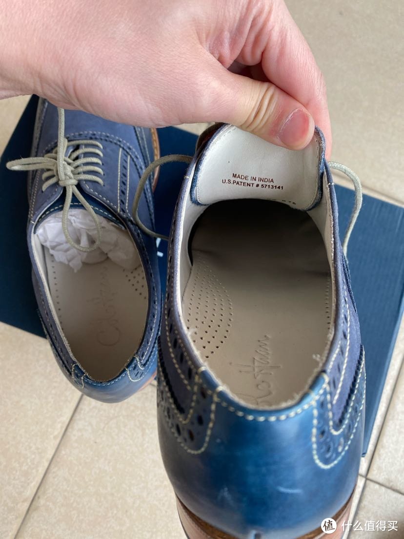 Cole Haan 蓝色牛皮+麂皮 固特异大底牛津鞋