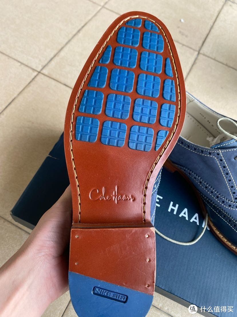 Cole Haan 蓝色牛皮+麂皮 固特异大底牛津鞋