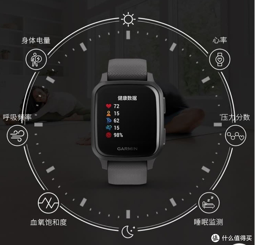 佳明(garmin)venu sq血氧离线支付光学心率脉搏运动手表智能gps腕表