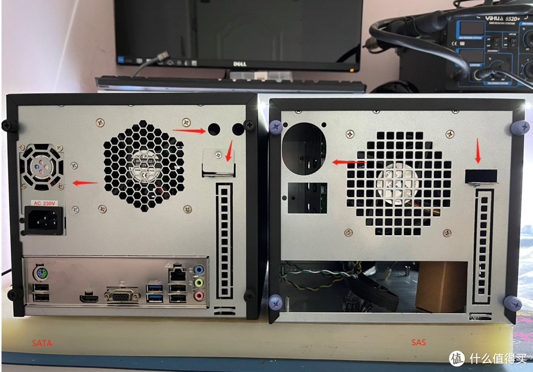 G5400四盘位SAS版机箱简单开箱与SATA版本对比区别