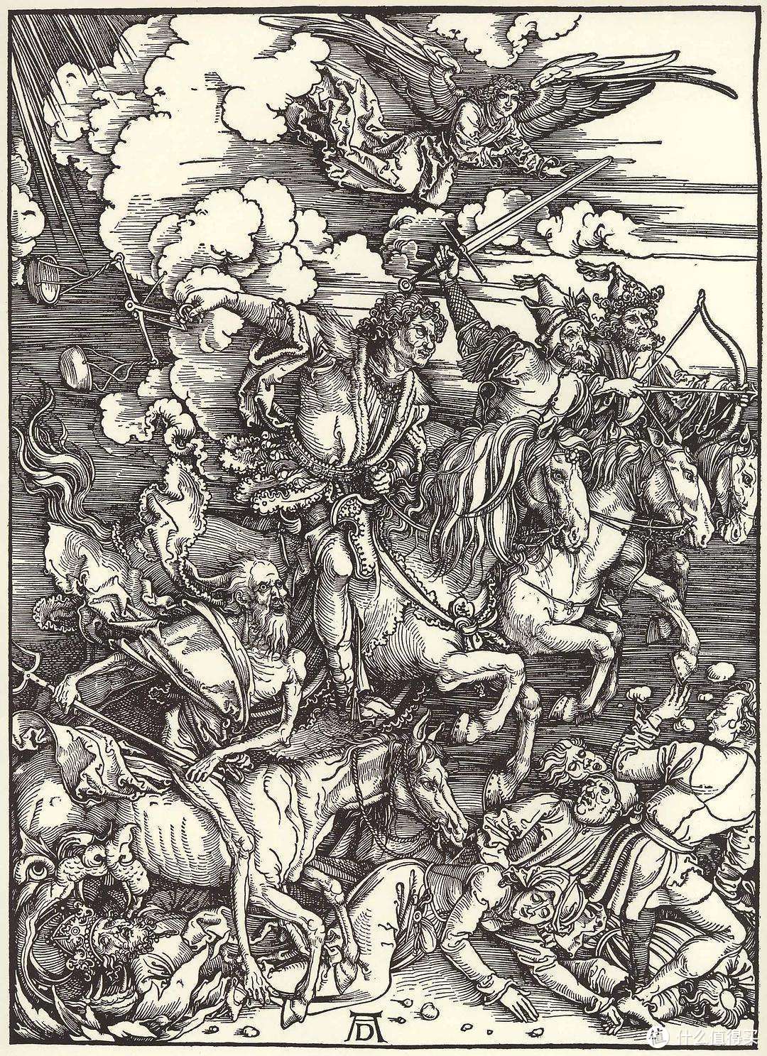 《天启四骑士》 - the four horsemen of the apocalypse 1498 木刻版画 阿尔弗雷德·丢勒 （Albrecht Dürer；1471－1528）