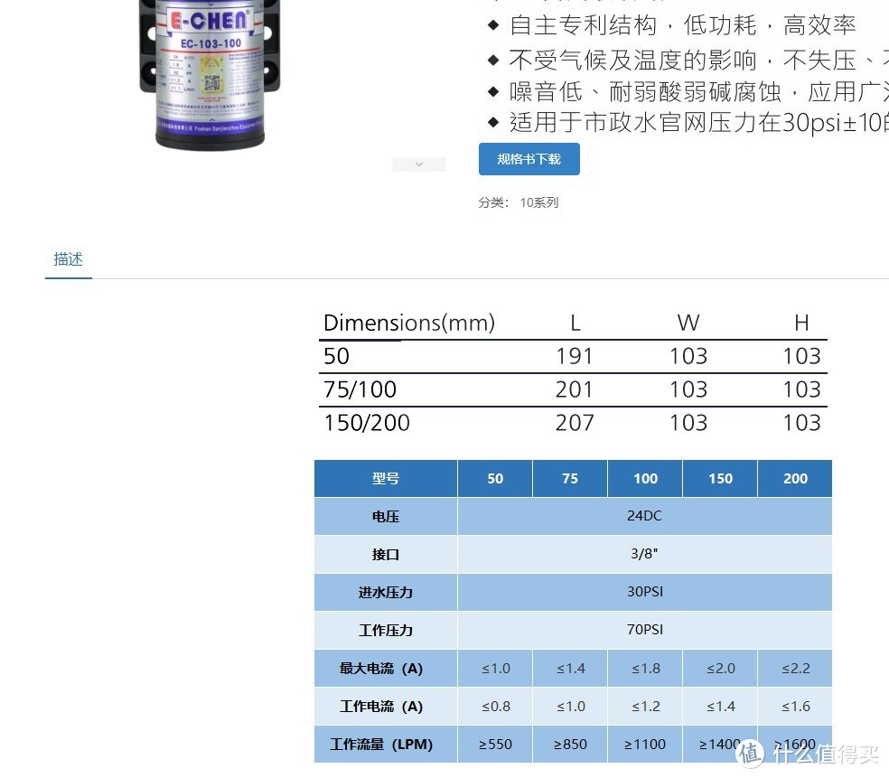 水泵的规格书