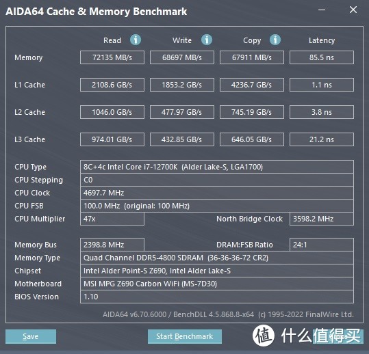 超高性价比，轻松稳定6200MHz，读取接近100000MB/s、金百达16GB DDR5 4800三星颗粒内存条 评测