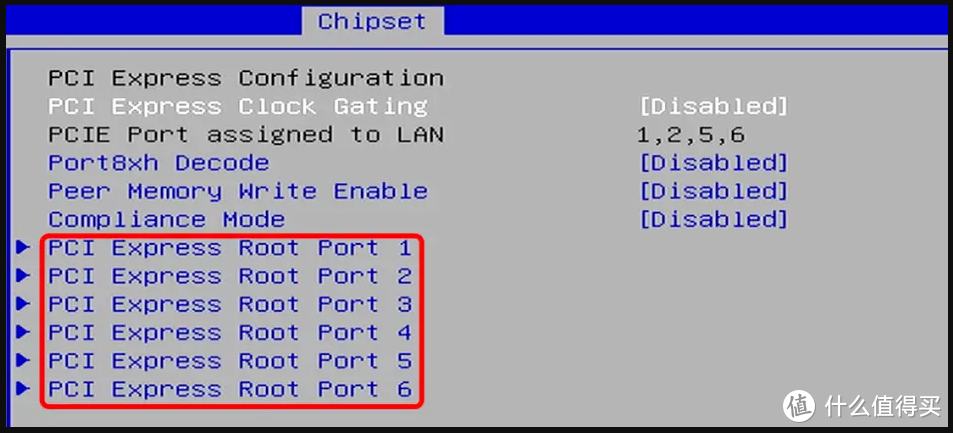 PCI Express Root Port 1到6都要设置ASPM为Disabled。注意！！这里反白选项默认不要动，应该是红圈部分进去设置，这个是pci设备省电选项，至于怎么个省电我不知道，反正不关掉整个系统就无法正常运行。关就是了。