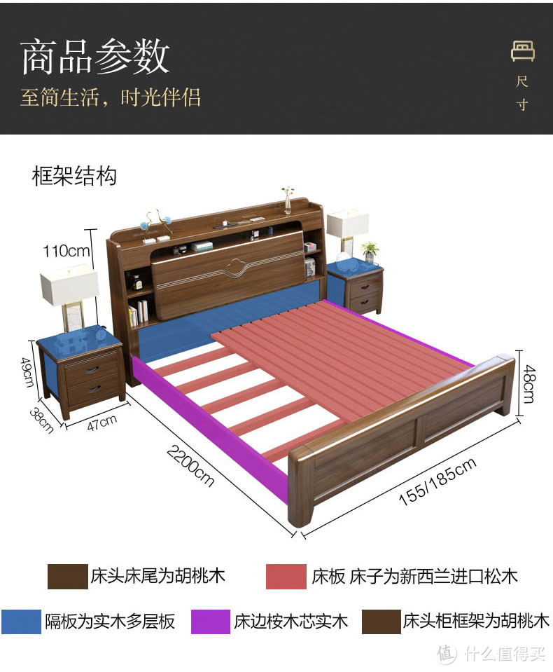 真的能省下床头柜，景山百岁021中式实木床体验