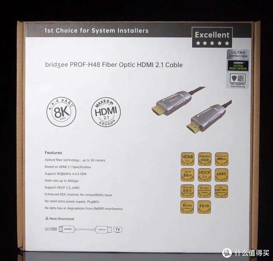 集成商首选线是何方神圣?祈翱PROF-H48 光纤HDMI2.1线开箱评测