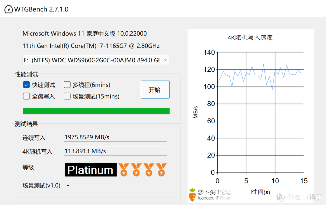 WD SN350 960GB 绿盘用USB 4.0硬盘盒测读写速度体验怎么样？分别测Win11+雷电4和macOS12+雷电3下的读写速度