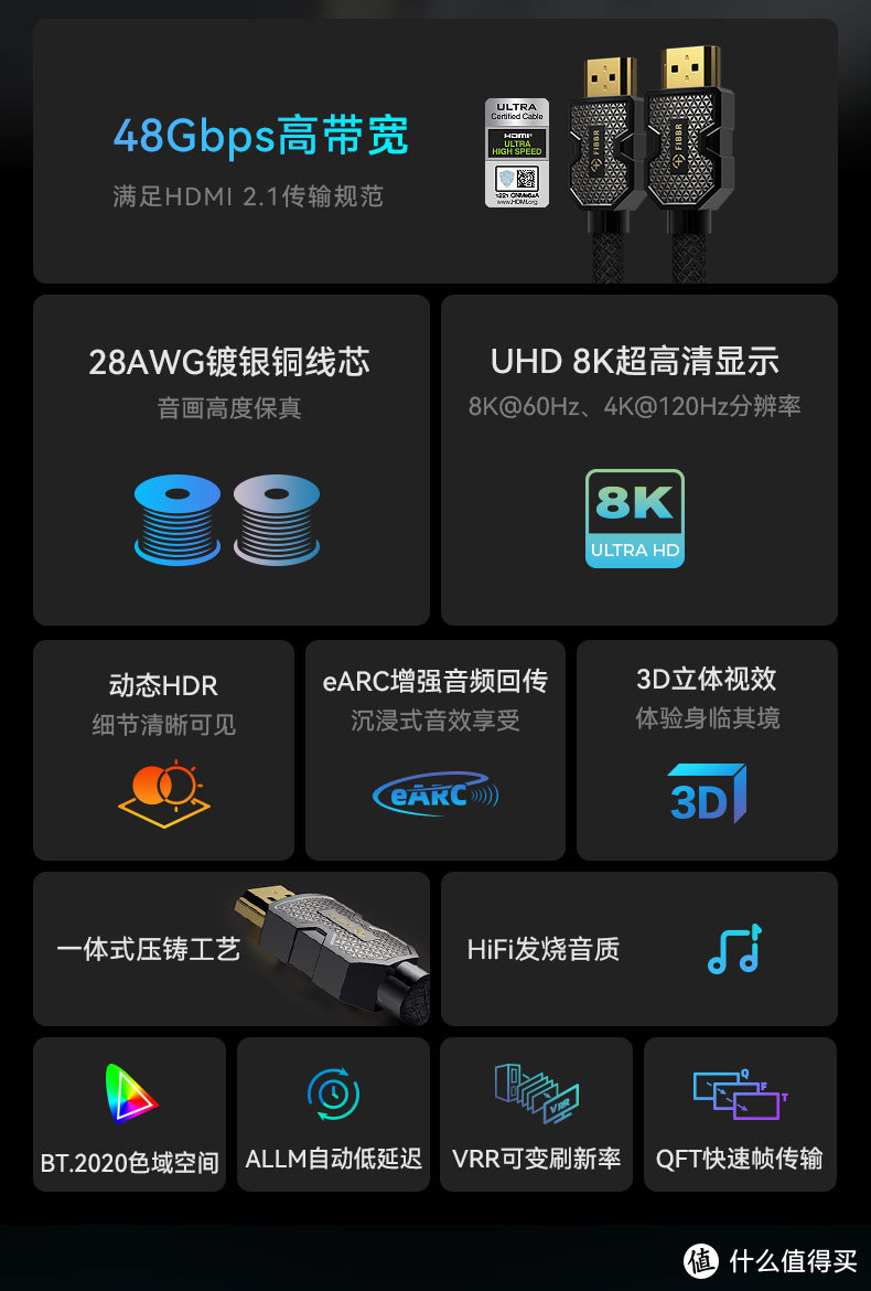 发烧级镀银铜HDMI2.1高清线，你值得拥有！