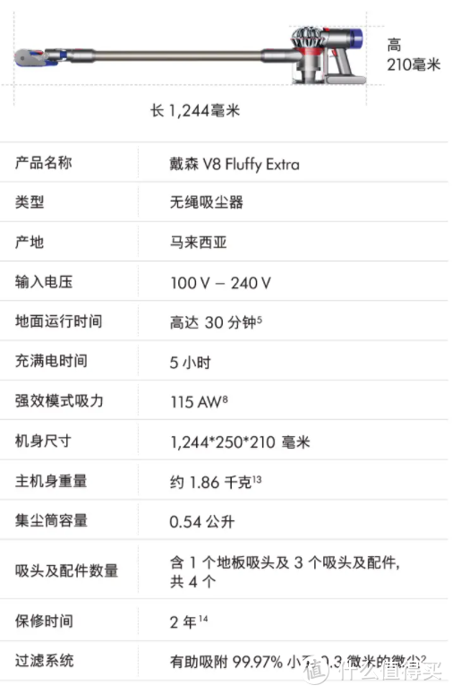 戴森V8具体参数