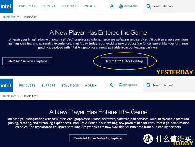 英特尔Arc桌面级显卡终于要来了？官网出现Arc A3信息