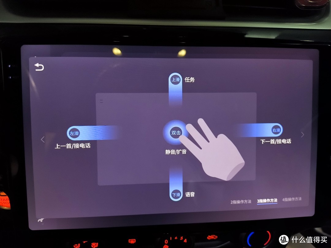 ▲3指手势，用得不多，因为有多功能方向盘按键