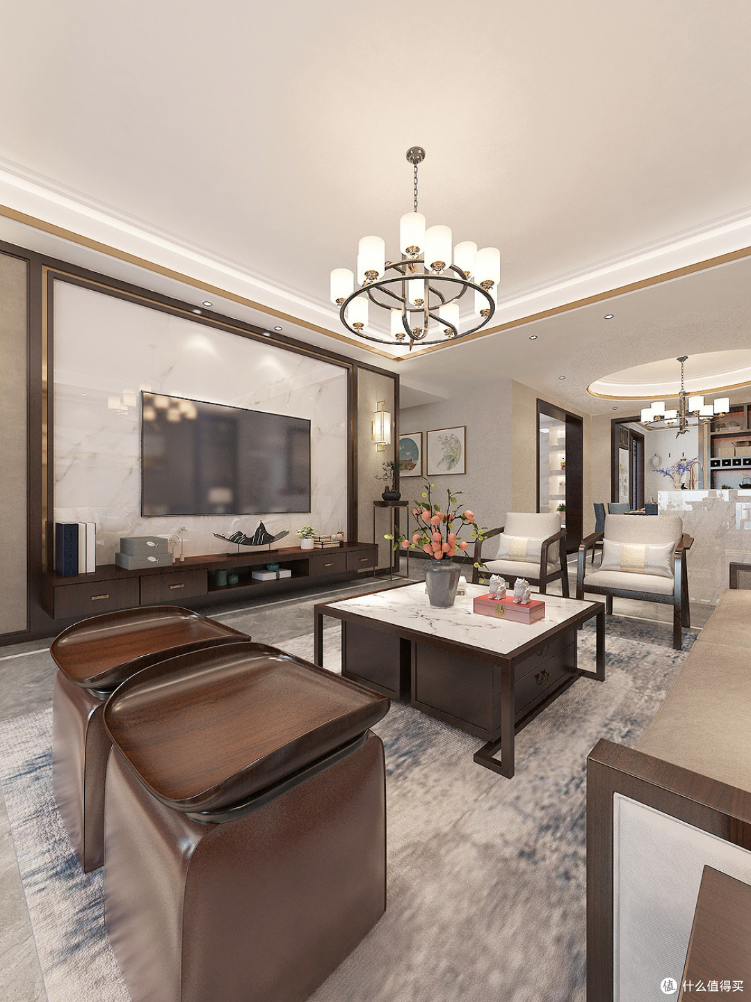 150㎡的新中式风格装修,一进门就亮了,真的很好看,很有档次_家装主材