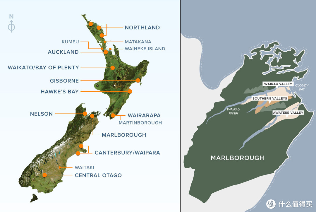 马尔堡地区在新西兰的位置，图源：https://www.nzwine.com/