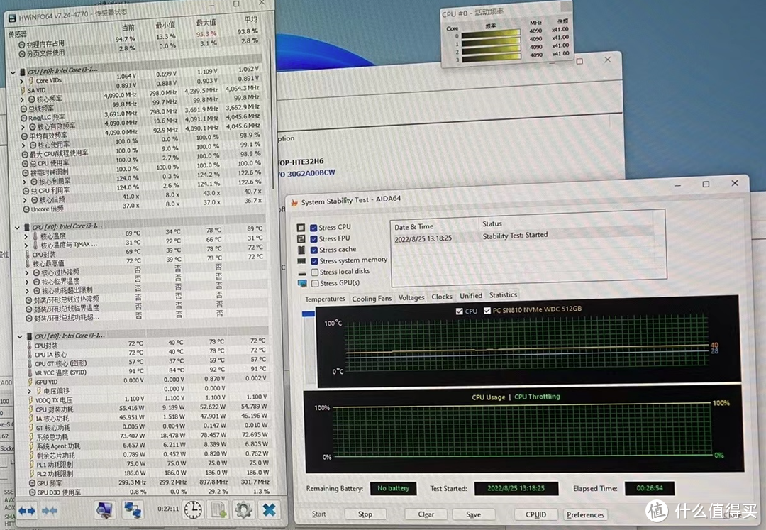 半小时了 依旧 4.09GHz 70度