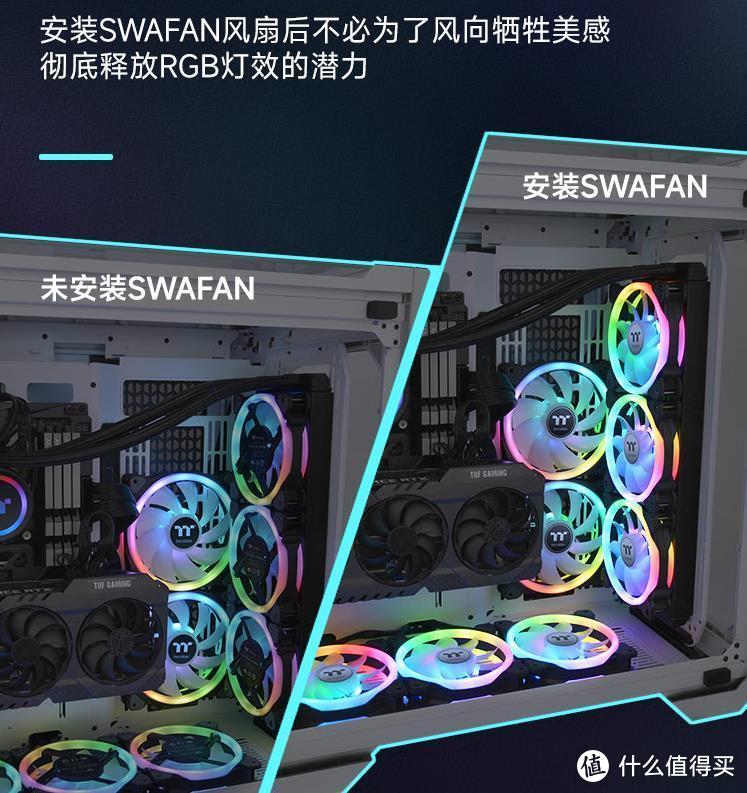 TT曜越透视TheTower 500塔式机箱、耀影Swafan 12 RGB风扇、钢影510松石绿CPU散热器开箱