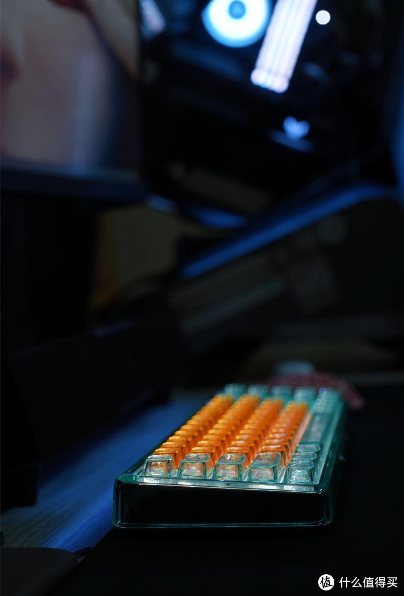 颜值顶、手感润，光看着就艺术-Lofree洛斐1%元气橙透明机械键盘