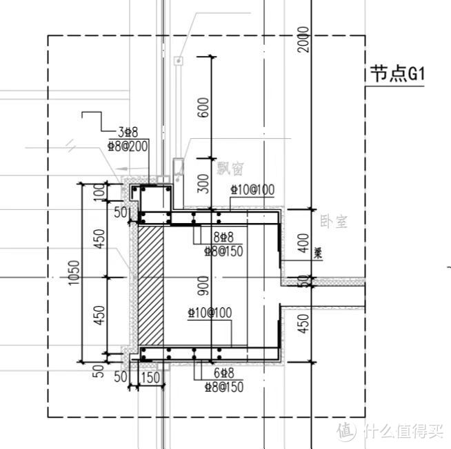 飘窗的建筑结构侧视图