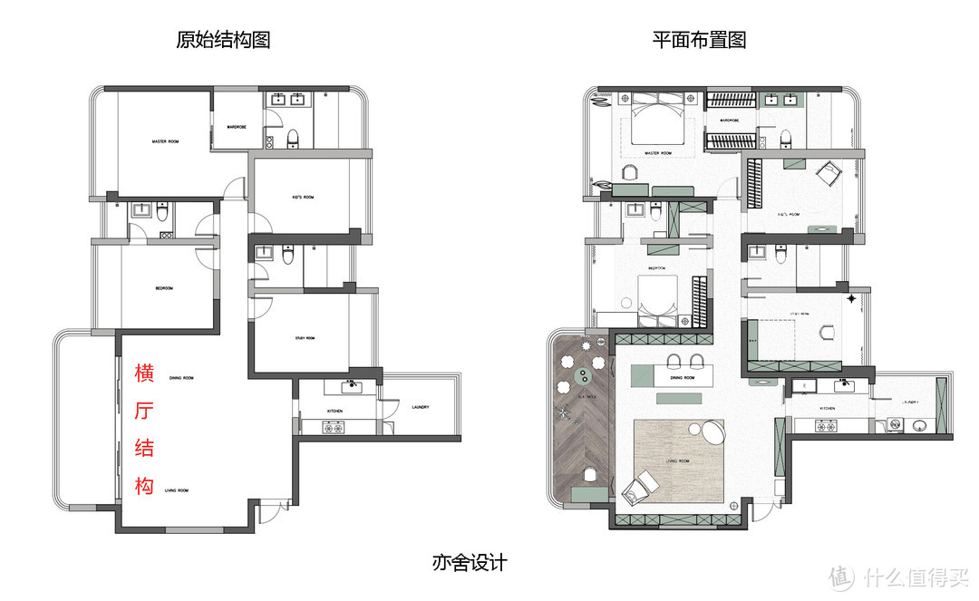 三代同堂的大平层，弱化客厅功能加入中式元素，在简约中感受韵味