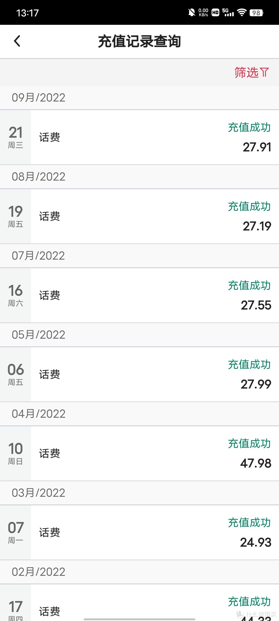 中国银行APP：话费充值随机立减~基本每次都能优惠2～7元！
