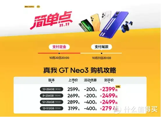 双11学生党最值得买手机推荐，真我GT Neo3（150W，12+256）到手价仅2499元