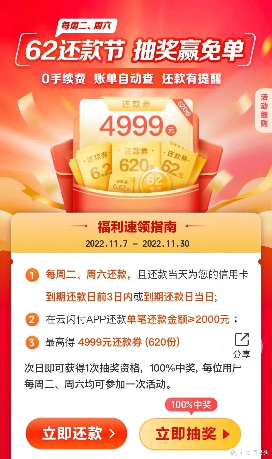 云闪付最高4999还款券，中行积分换会员，农行6积分兑好物！