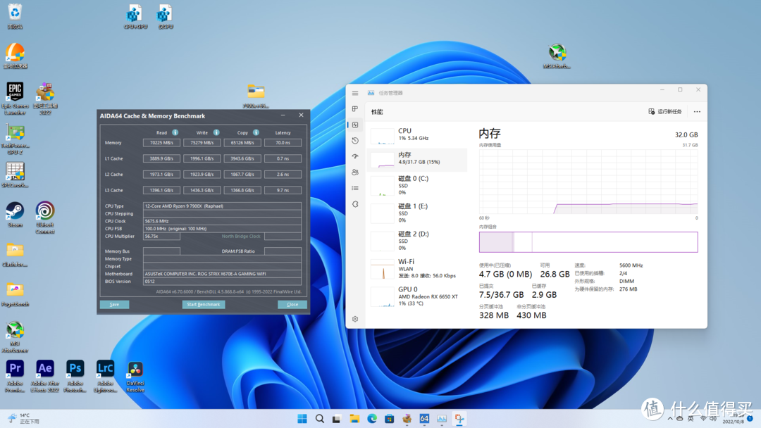 AMD Ryzen 9 7900X&ROG X670e吹雪，游戏以及生产力体验