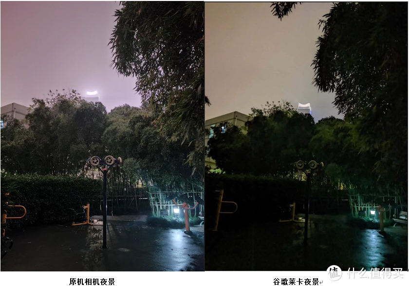 原版夜景与谷歌莱卡夜景对比图