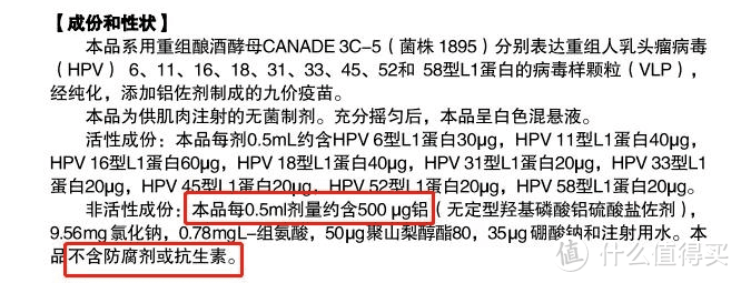 （截自9价HPV疫苗说明书）