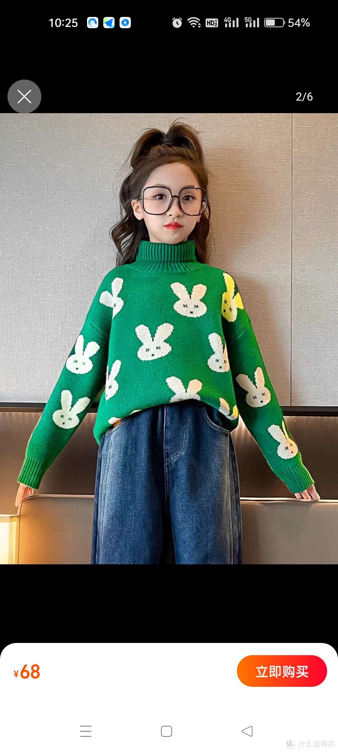 女童高领毛衣冬季新年服洋气加厚保暖韩系中大童套头绿红色针织衫