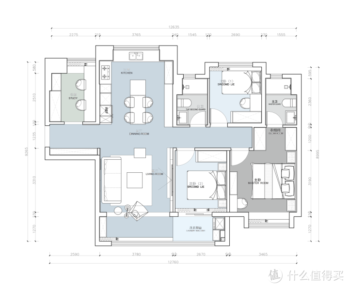 这套100㎡现代简约风住宅，拥有一眼望到底的通透感