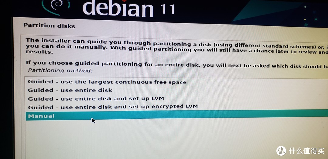 安装选择手动Manual分区