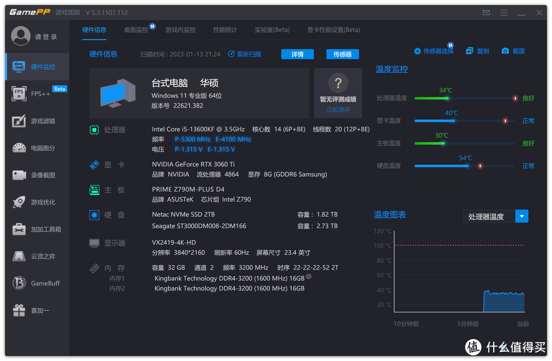 13代酷睿I5配置装机，我选择i5-13660KF+PRIME Z790M-PLUS D4，借朋友卡诺基RTX3060Ti试一下性能怎么样？