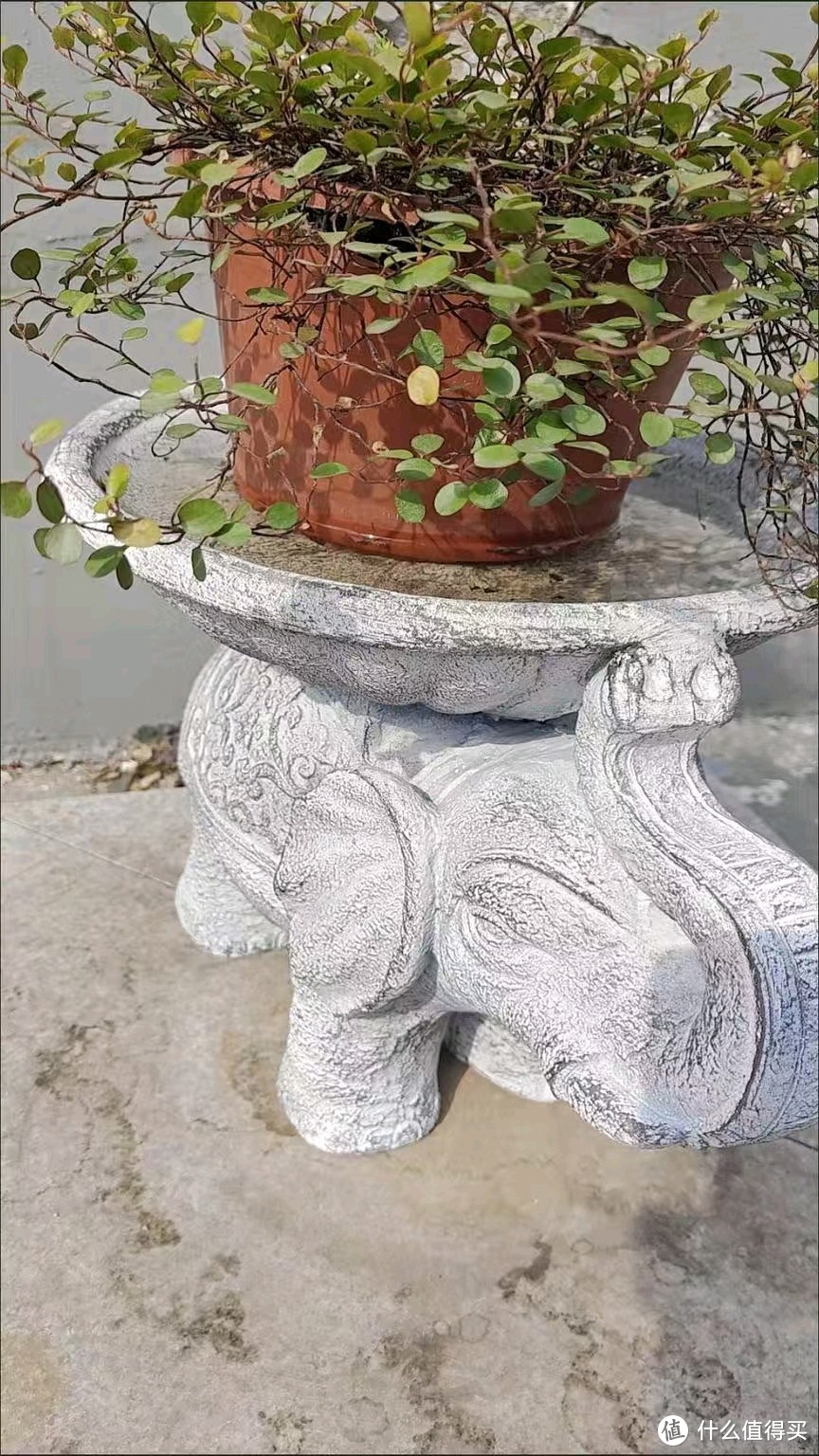 仿石小象庭院花盆托盘